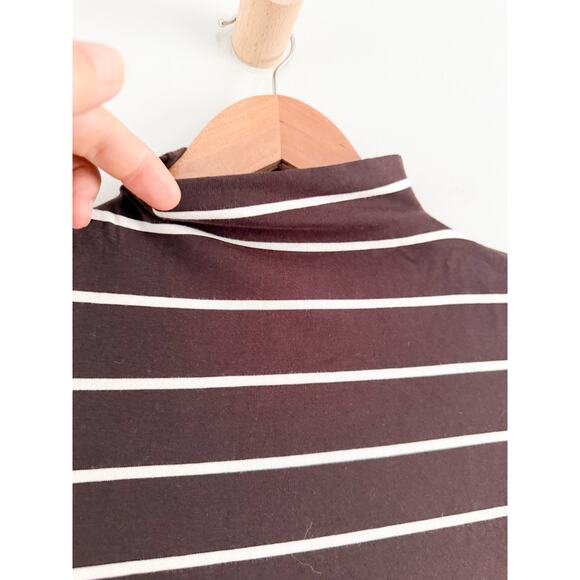 Madewell | NWT | Short-Sleeve Mockneck Tee in Stripe in Dark Carob | Sz XXS - Picture 5 of 9